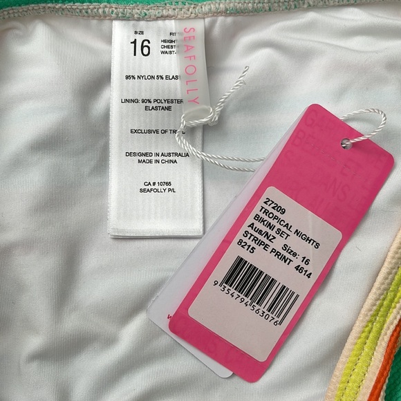 Seafolly Girls Stripe Bikini Set Tropical Nights Size 16 - Picture 3 of 4